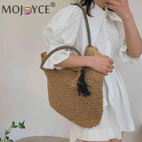 Women's Straw Tassel Shoulder Bag Large Capacity Beach Travel Handbag