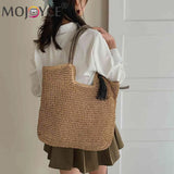 Women's Straw Tassel Shoulder Bag Large Capacity Beach Travel Handbag