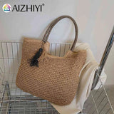 Women's Straw Tassel Shoulder Bag Beach Travel Handbag