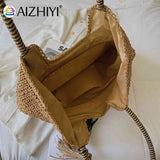 Women's Straw Tassel Shoulder Bag Beach Travel Handbag