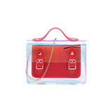 Female Laser Crossbody Bag Chain Bag Transparent PU Leather Mini Shoulder