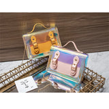 Female Laser Crossbody Bag Chain Bag Transparent PU Leather Mini Shoulder