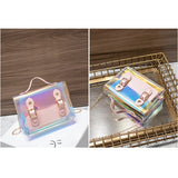 Female Laser Crossbody Bag Chain Bag Transparent PU Leather Mini Shoulder