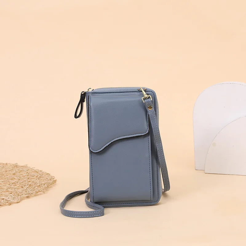 Women's Leather Long Wallet Messenger Purse Single Shoulder Bag