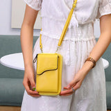 Women's Leather Long Wallet Messenger Purse Single Shoulder Bag