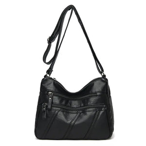 Vintage Leather Shoulder Bag for Women Crossbody Messenger Handbags