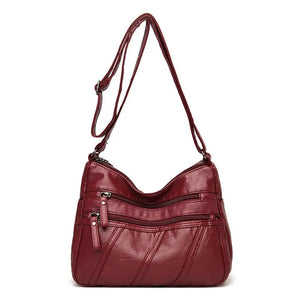 Vintage Leather Shoulder Bag for Women Crossbody Messenger Handbags