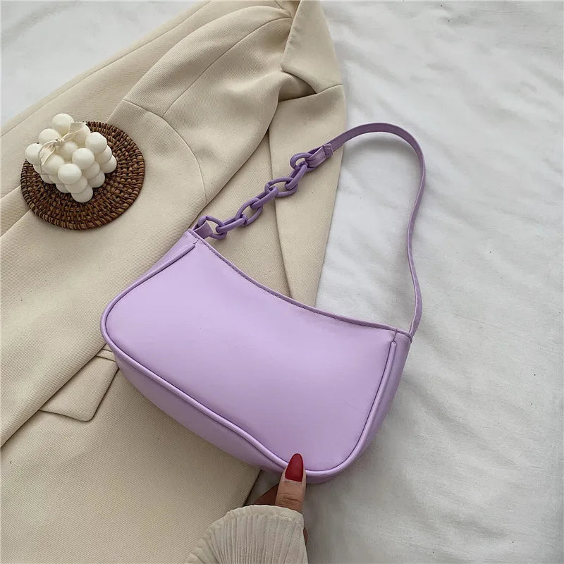 Retro Female Leather Chain Handbag Casual Tote Shoulder Bags Shopping Bag
