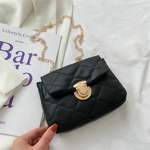 Women's Lingge Chain Messenger Bag PU Leather Crossbody Solid Casual Style