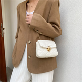Women's Lingge Chain Messenger Bag PU Leather Crossbody Solid Casual Style