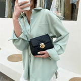 Women's Lingge Chain Messenger Bag PU Leather Crossbody Solid Casual Style