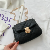 Women's Lingge Chain Messenger Bag PU Leather Crossbody Solid Casual Style