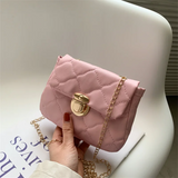 Women's Lingge Chain Messenger Bag PU Leather Crossbody Solid Casual Style