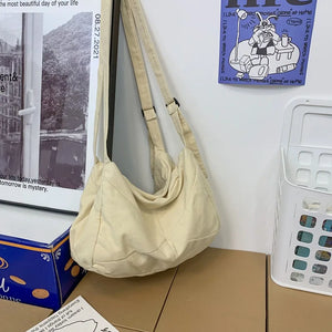 Women's Canvas Slouchy Shoulder Bag for School Laptop Overnight