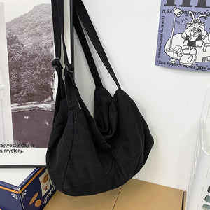 Women's Canvas Slouchy Shoulder Bag for School Laptop Overnight
