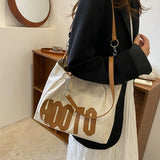 Women's Letter Handbag Bucket PU Shoulder Bag Large Capacity Messenger