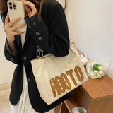 Women's Letter Handbag Bucket PU Shoulder Bag Large Capacity Messenger