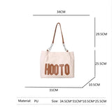 Women's Letter Handbag Bucket PU Shoulder Bag Large Capacity Messenger