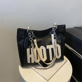 Women's Letter Handbag Bucket PU Shoulder Bag Large Capacity Messenger