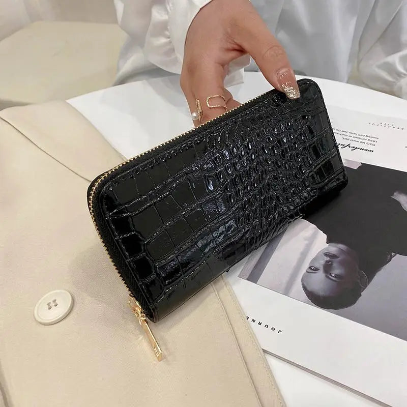 Crocodile Pattern Long Wallet for Women