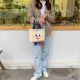Ins Embroidery Mini Canvas Lunch Bag for Women