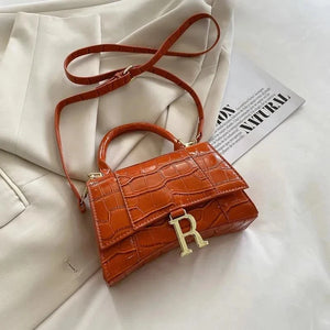 Crocodile Print Leather Crossbody Bag