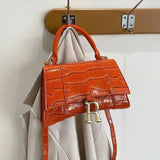 Crocodile Print Leather Crossbody Bag