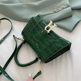Crocodile Print Leather Crossbody Bag