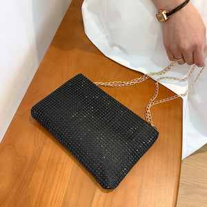 Women's Messenger Bag with Rhinestone Square Design