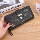 Women's Hollow PU Long Large Capacity Zipper Clutch Wallet