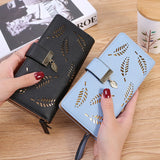 Women's Hollow PU Long Large Capacity Zipper Clutch Wallet