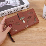 Women's Hollow PU Long Large Capacity Zipper Clutch Wallet