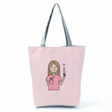 Nurse Printed Shopping Bag Large Capacity Eco Reusable