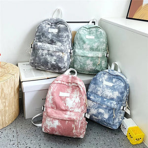 Casual Nylon Backpack for Women Solid School Bag