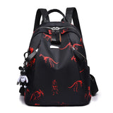 Women's Waterproof Feather Print Backpack Large Capacity Schoolbag