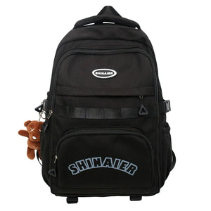 Female Nylon Laptop Backpack Preppy Style Solid Backpacks for Girls