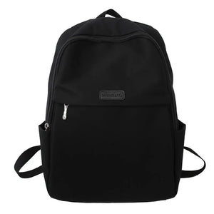 Female Nylon Laptop Backpack Shoulder Bag Preppy Style Solid Girls Bookbag