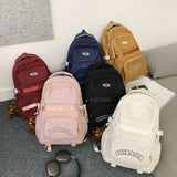 Female Nylon Laptop Backpack Preppy Style Solid Backpacks for Girls