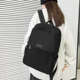 Female Nylon Laptop Backpack Shoulder Bag Preppy Style Solid Girls Bookbag