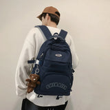 Female Nylon Laptop Backpack Preppy Style Solid Backpacks for Girls