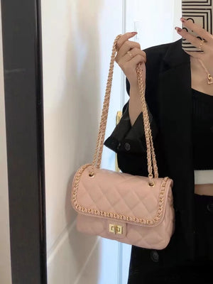 Female Pink Girl Small Fragrance Style Diamond Chain Bag