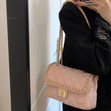 Female Pink Girl Small Fragrance Style Diamond Chain Bag