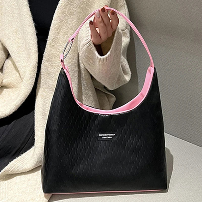 Women's Plaid Shoulder Bag Soft Leather Tote Bag