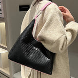 Women's Plaid Shoulder Bag Soft Leather Tote Bag