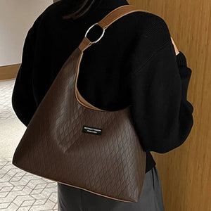 Women's Plaid Shoulder Bag Soft Leather Tote Bag