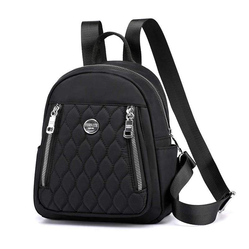 Female Plaid Nylon Women Backpack Shoulder Bags Student Bag