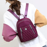 Female Plaid Nylon Women Backpack Shoulder Bags Student Bag