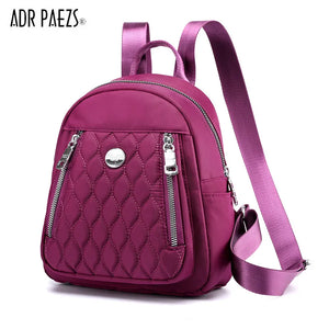 Female Plaid Nylon Women Backpack Shoulder Bags Student Bag