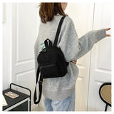 Female Preppy Style Casual Rucksack Lamb Wool Backpack