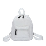 Female Preppy Style Lamb Wool Backpack Women Winter Solid Mini Rucksacks